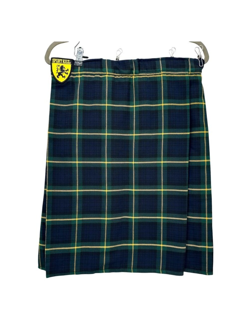 Sport Kilt Womens Large Skirt Gordon Plaid Navy Blue Green Knee Length Wrap